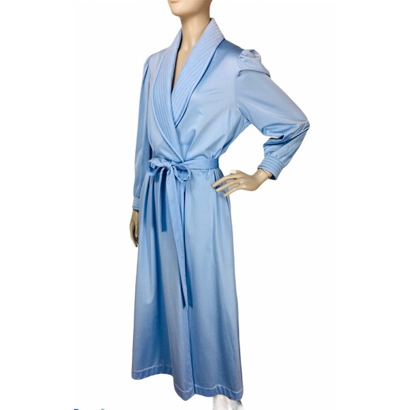 VTG 70s Vanity Fair Periwinkle Blue Puff Sleeve Belted Robe Women's Size Small - Picture 4 of 8